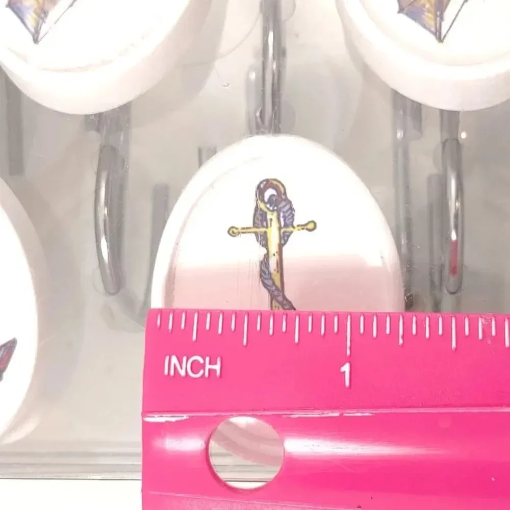 Vanderbilt Nautical Shower Hooks Set of 12 Anchors and Ships Oval Design NWT